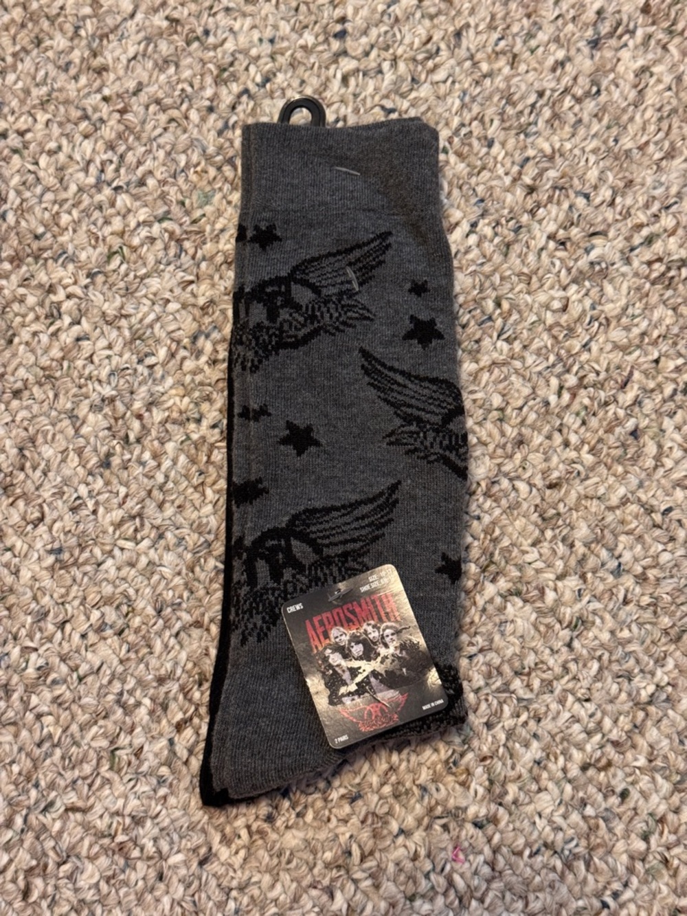 🌼 3/$15 Aerosmith Gray & Black Crew Socks - Men's Casual